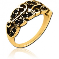 GOLD PVD COATED SURGICAL STEEL JEWELLED RING