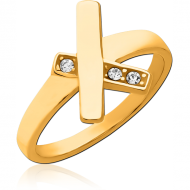 GOLD PVD COATED SURGICAL STEEL JEWELLED RING