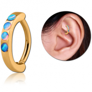 GOLD PVD COATED SURGICAL STEEL SYNTHETIC OPAL ROOK CLICKER PIERCING