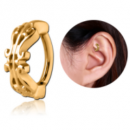 GOLD PVD COATED SURGICAL STEEL ROOK CLICKER - FILIGREE PIERCING