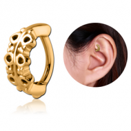 GOLD PVD COATED SURGICAL STEEL ROOK CLICKER - FILIGREE PIERCING