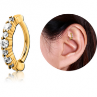 GOLD PVD COATED SURGICAL STEEL PRONG SET JEWELLED ROOK CLICKER