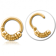 GOLD PVD COATED SURGICAL STEEL HINGED SEGMENT CLICKER PIERCING