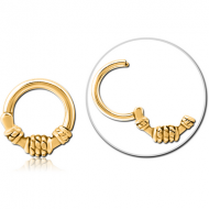 GOLD PVD COATED SURGICAL STEEL HINGED SEGMENT CLICKER PIERCING