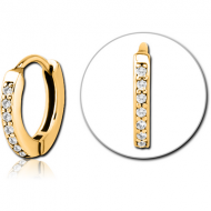 GOLD PVD COATED SURGICAL STEEL JEWELLED MULTI PURPOSE HUGGIE PIERCING