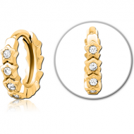 GOLD PVD COATED SURGICAL STEEL JEWELLED MULTI PURPOSE HUGGIE PIERCING