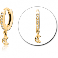 GOLD PVD COATED SURGICAL STEEL JEWELLED MULTI PURPOSE HUGGIE PIERCING