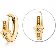 GOLD PVD COATED SURGICAL STEEL JEWELLED MULTI PURPOSE HUGGIE PIERCING