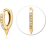 GOLD PVD COATED SURGICAL STEEL JEWELLED MULTI PURPOSE HUGGIE PIERCING