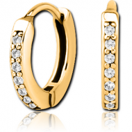 GOLD PVD COATED SURGICAL STEEL JEWELLED HUGGIES PAIR