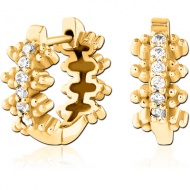 GOLD PVD COATED SURGICAL STEEL JEWELLED HUGGIES PAIR