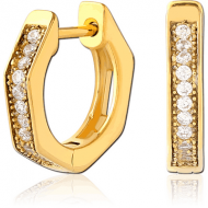GOLD PVD COATED SURGICAL STEEL JEWELLED HUGGIES PAIR