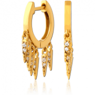 GOLD PVD COATED SURGICAL STEEL JEWELLED HUGGIES PAIR