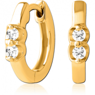 GOLD PVD COATED SURGICAL STEEL JEWELLED HUGGIES PAIR