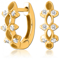 GOLD PVD COATED SURGICAL STEEL JEWELLED HUGGIES PAIR