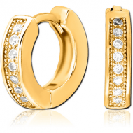 GOLD PVD COATED SURGICAL STEEL JEWELLED HUGGIES PAIR