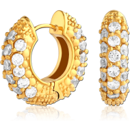 GOLD PVD COATED SURGICAL STEEL JEWELLED HUGGIES PAIR