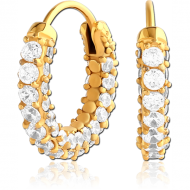 GOLD PVD COATED SURGICAL STEEL JEWELLED HUGGIES PAIR