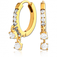 GOLD PVD COATED SURGICAL STEEL JEWELLED HUGGIES PAIR