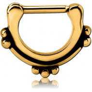 GOLD PVD COATED SURGICAL STEEL HINGED SEPTUM CLICKER
