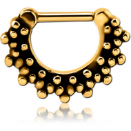 GOLD PVD COATED SURGICAL STEEL HINGED SEPTUM CLICKER PIERCING