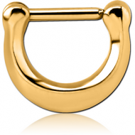 GOLD PVD COATED SURGICAL STEEL HINGED SEPTUM CLICKER PIERCING
