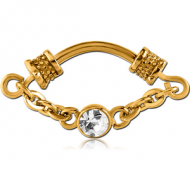 GOLD PVD COATED SURGICAL STEEL JEWELLED SEPTUM CLICKER