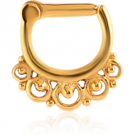 GOLD PVD COATED SURGICAL STEEL HINGED SEPTUM CLICKER