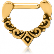 GOLD PVD COATED SURGICAL STEEL SEPTUM CLICKER PIERCING