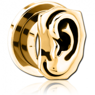 GOLD PVD COATED STAINLESS STEEL THREADED TUNNEL WITH SURGICAL STEEL TOP