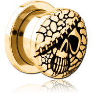 GOLD PVD COATED STAINLESS STEEL THREADED TUNNEL WITH SURGICAL STEEL TOP