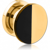 GOLD PVD COATED STAINLESS STEEL THREADED TUNNEL WITH SURGICAL STEEL TOP