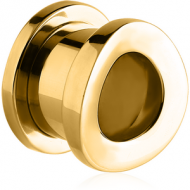 GOLD PVD COATED STAINLESS STEEL THREADED TUNNEL - CONVEX PIERCING
