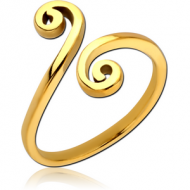 GOLD PVD COATED SURGICAL STEEL TOE RING - SWIRL