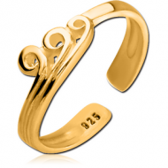 GOLD PVD COATED SURGICAL STEEL TOE RING - WAVES