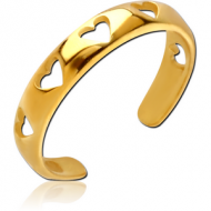 GOLD PVD COATED SURGICAL STEEL TOE RING - HEARTS