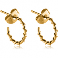 GOLD PVD COATED SURGICAL STEEL EAR STUDS PAIR - WIRE ON HOOP