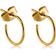 GOLD PVD COATED SURGICAL STEEL EAR STUDS PAIR - HOOP