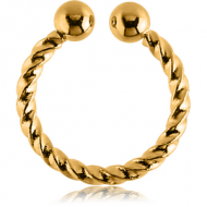GOLD PVD COATED SURGICAL STEEL FAKE SEPTUM RING - ROPE PIERCING