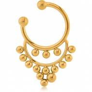 GOLD PVD COATED SURGICAL STEEL FAKE SEPTUM RING - 15 BALLS