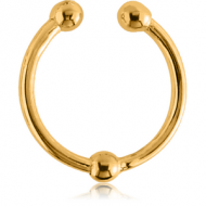 GOLD PVD COATED SURGICAL STEEL FAKE SEPTUM RING - MIDDLE BALL