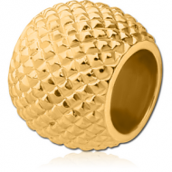 STERLING SILVER 925 GOLD PVD COATED BEAD - ROUND TEXTURE FINISH