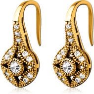 STERLING SILVER 925 GOLD PVD COATED JEWELLED EARRINGS PAIR
