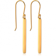 STERLING SILVER 925 GOLD PVD COATED EARRINGS PAIR - BAR