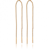 STERLING SILVER 925 GOLD PVD COATED CHAIN EARRINGS PAIR - HANGING BARS