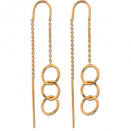 STERLING SILVER 925 GOLD PVD COATED CHAIN EARRINGS PAIR - HOOPS