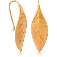 STERLING SILVER 925 GOLD PVD COATED EARRINGS PAIR - LEAF
