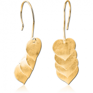STERLING SILVER 925 GOLD PVD COATED EARRINGS MATT FINISH PAIR - HEARTS