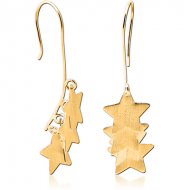 STERLING SILVER 925 GOLD PVD COATED EARRINGS MATT FINISH PAIR