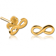 STERLING SILVER 925 GOLD PVD COATED EAR STUDS PAIR - INFINITY